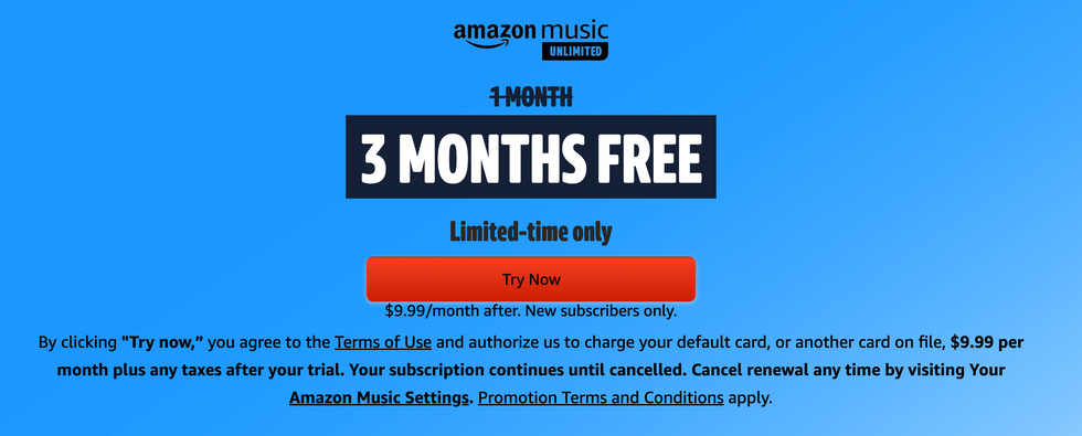 Amazon Music Unlimited 3 months free