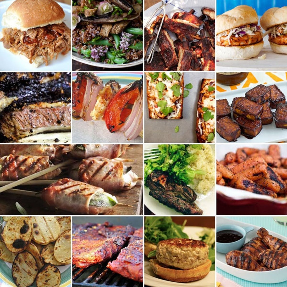 An image collage of a variety of BBQ Food Ideas and Recipes