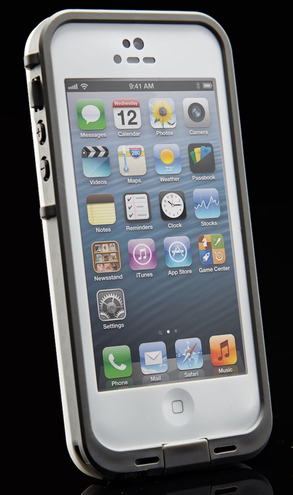 An iPhone 5 with a LifeProof Fre case photographed on a black background, taken on April 3, 2013. (Photo by Adam Gasson/Tap Magazine via Getty Images)