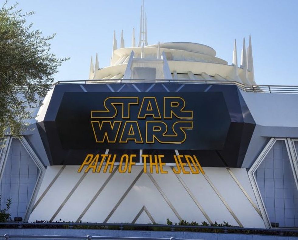 ANAHEIM, CA - NOVEMBER 10: In this handout photo provided by Disney Parks, STAR WARS: PATH OF THE JEDI -- In the Tomorrowland Theater, Disneyland park guests will relive stories from the Star Wars saga - or discover them for the first time - in this short film compilation. "Star Wars: Path of the Jedi" connects iconic scenes from the films in fun new ways, following the journey of Luke Skywalker. It includes moments from the new movie "Star Wars: The Force Awakens." (Photo by Paul Hiffmeyer/Disney Parks via Getty Images)