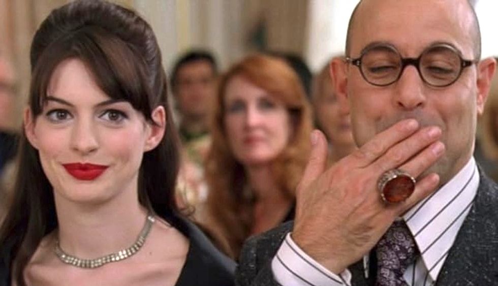 Anne Hathaway and Stanley Tucci in The Devil Wears Prada