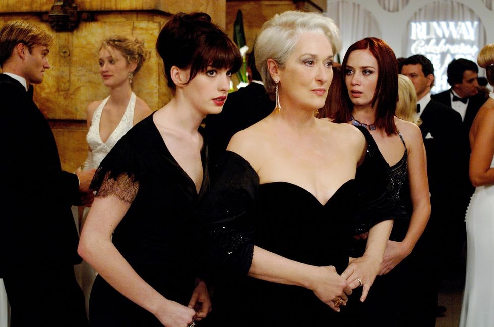 anne hathaway, meryl streep, and emily blunt in the devil wears prada