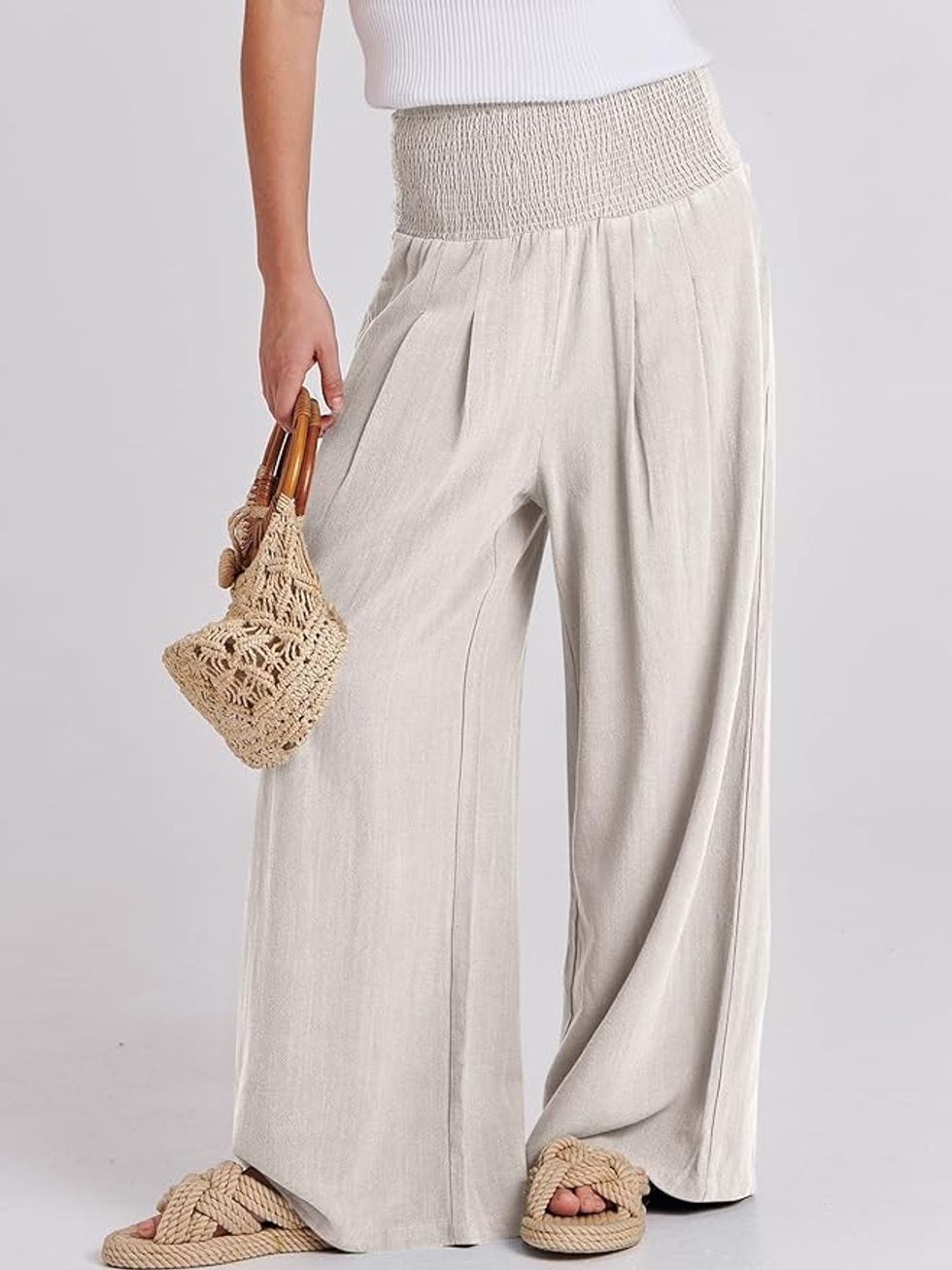 ANRABESS Women Linen Palazzo Pants