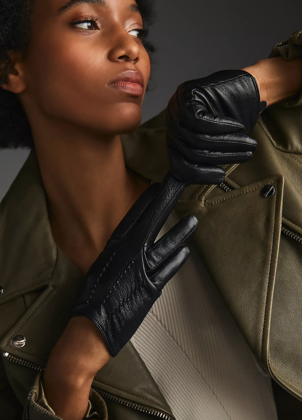Anthropologie Faux Leather Gloves
