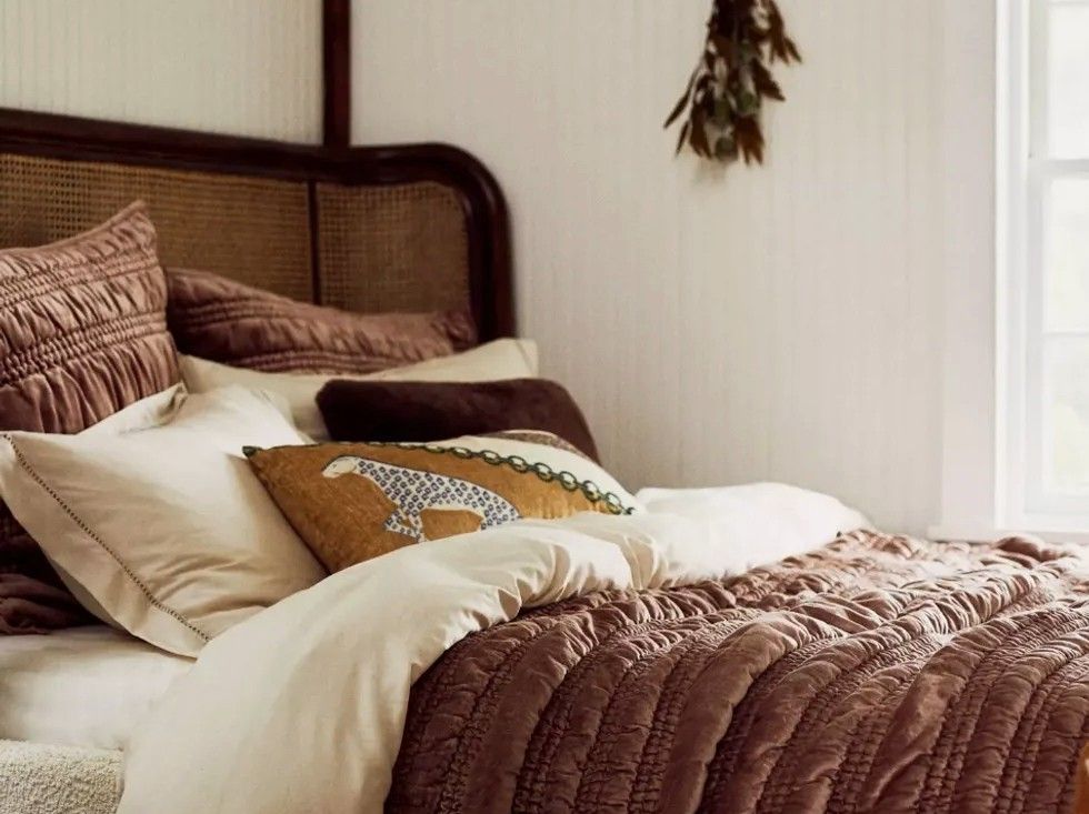 Anthropologie Lustered Velvet Alastair Quilt