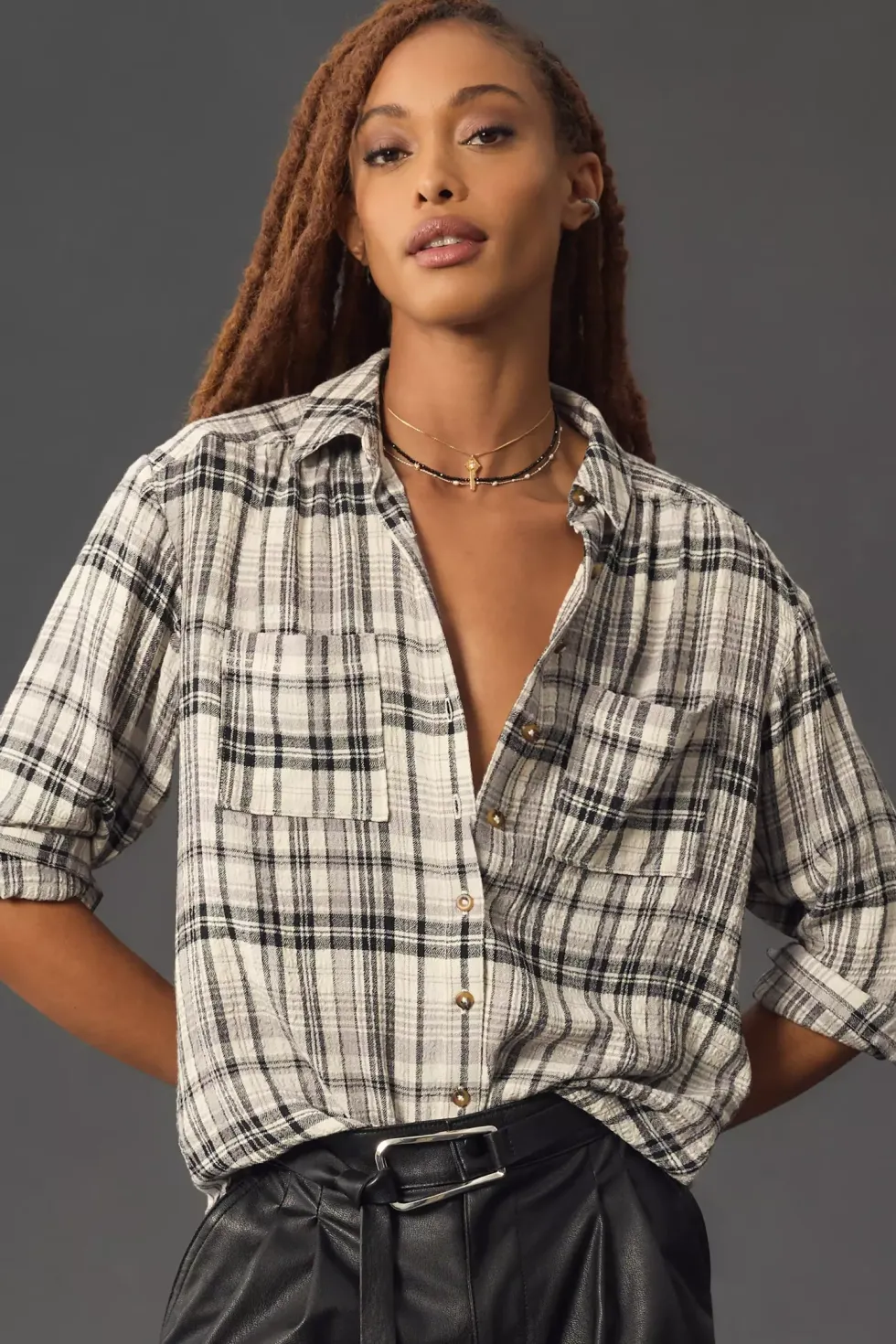 Anthropologie Pilcro Relaxed Plaid Buttondown Shirt
