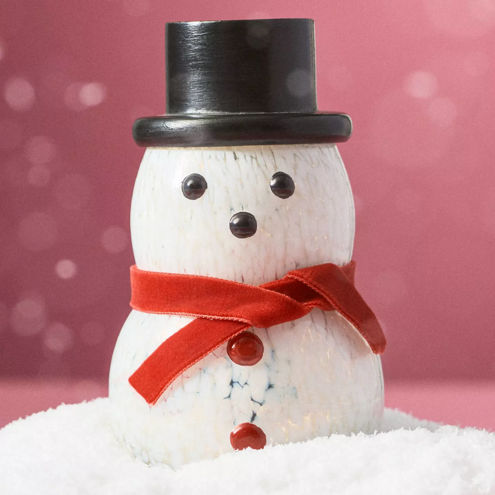 Anthropologie Snowman Glass Candle