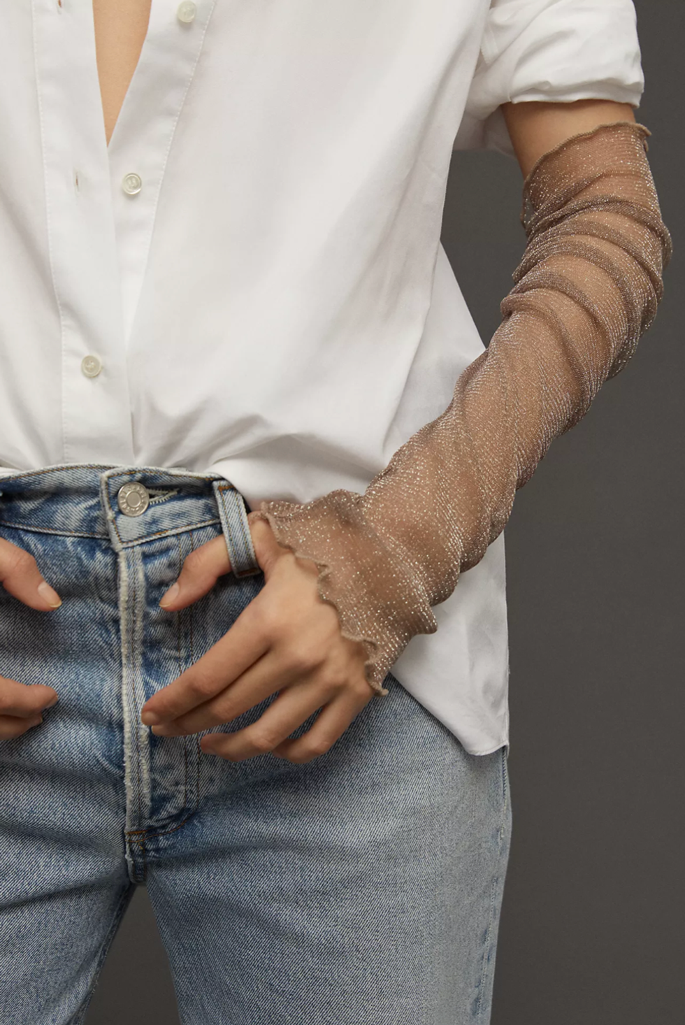 Anthropologie Sparkly Tulle Opera Gloves