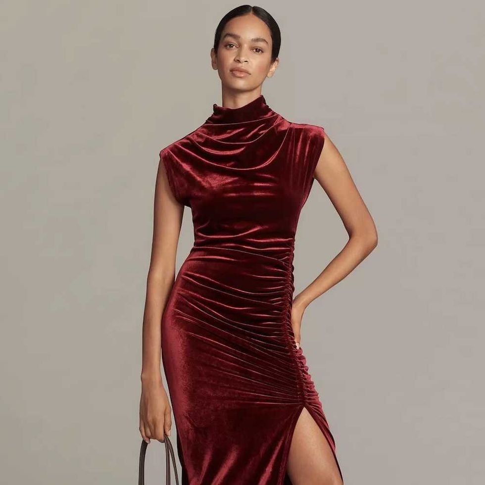 Anthropologie The Maya Stretch Velvet Cowl-Neck Dress