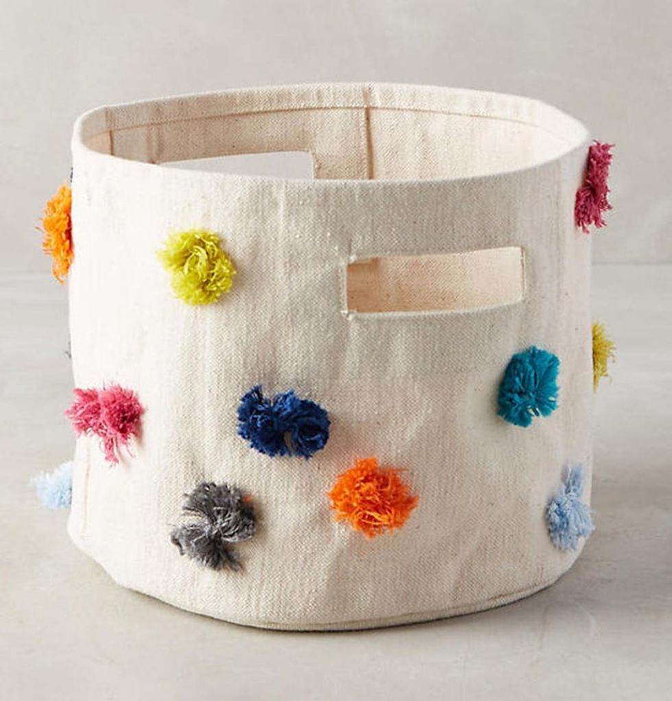 Anthropologie Tufted Tassle Basket