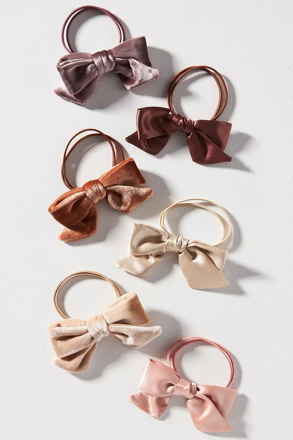 Anthropologie Velvet Bow Hair Ties, Set Of 6