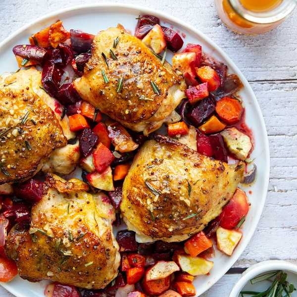 Apple Cider Chicken Thighs with Root Vegetables