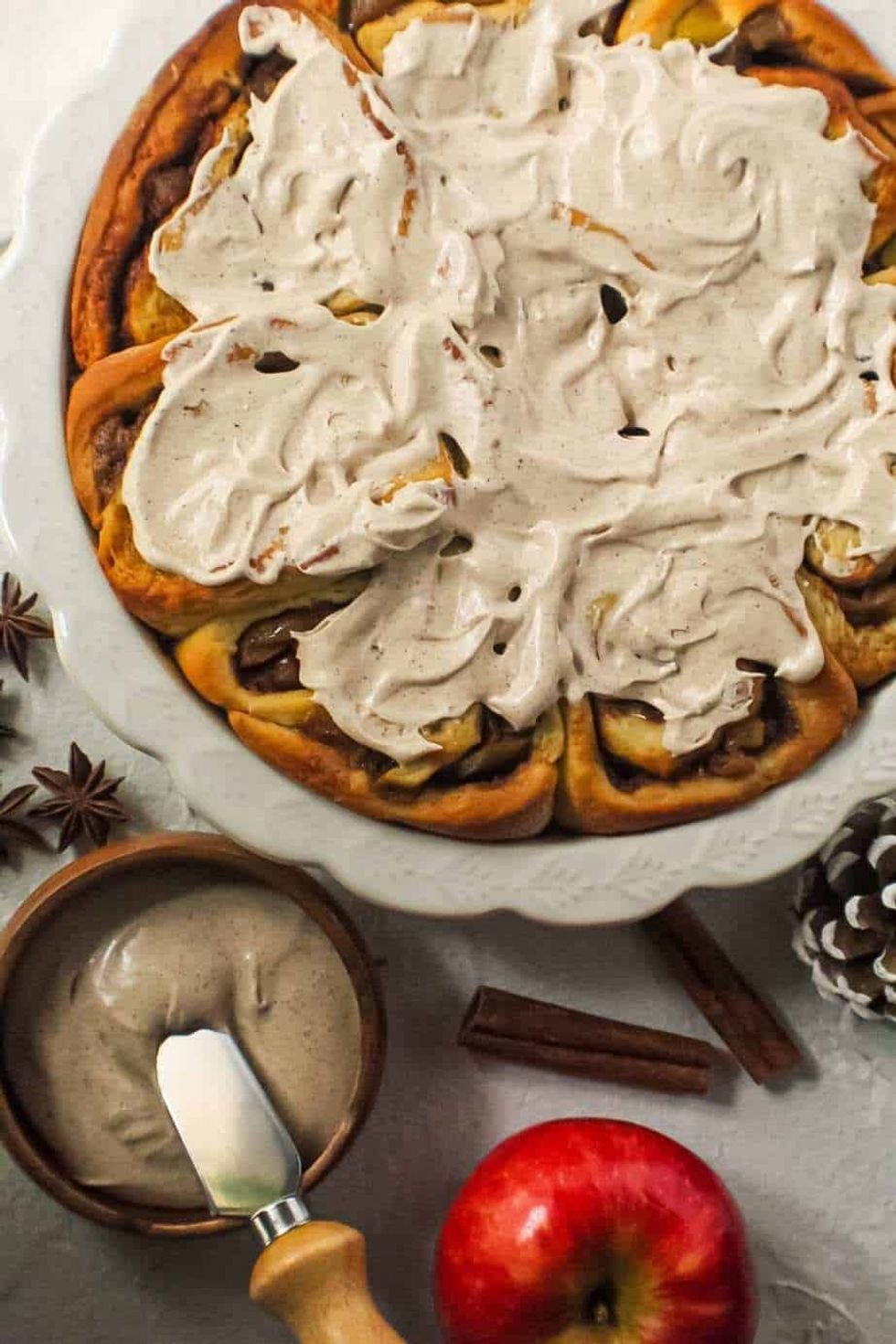 Apple Cinnamon Rolls with Chai Cream Cheese Glaze