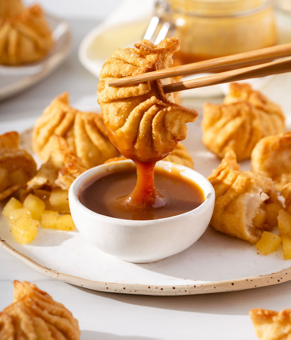 Apple Dumplings with Miso Caramel Sauce
