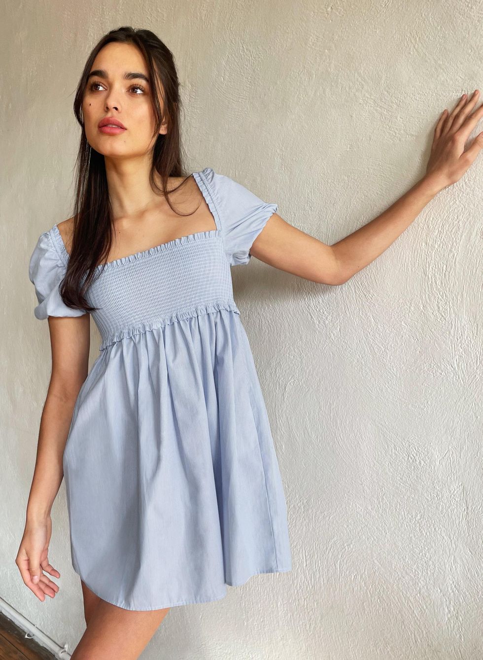 aritzia blue babydoll dress