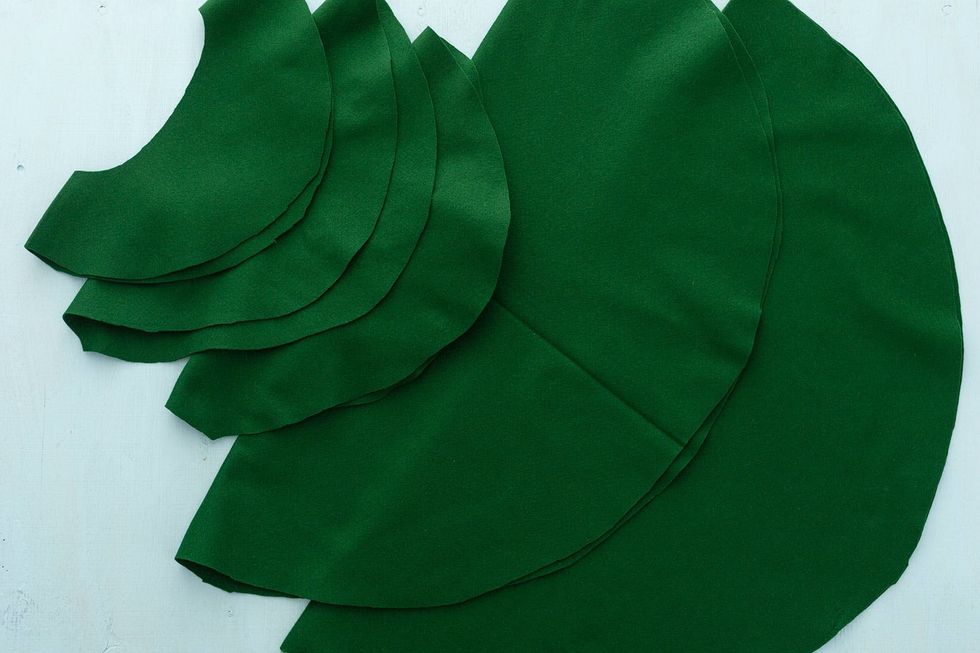 arranging the felt into a dress