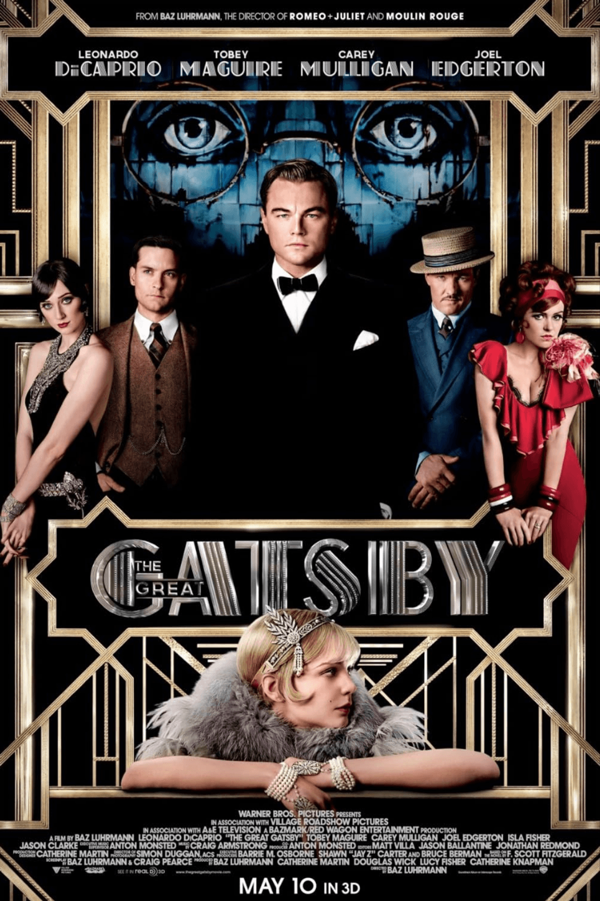Art Deco style "The Great Gatsby" movie poster featuring main characters.