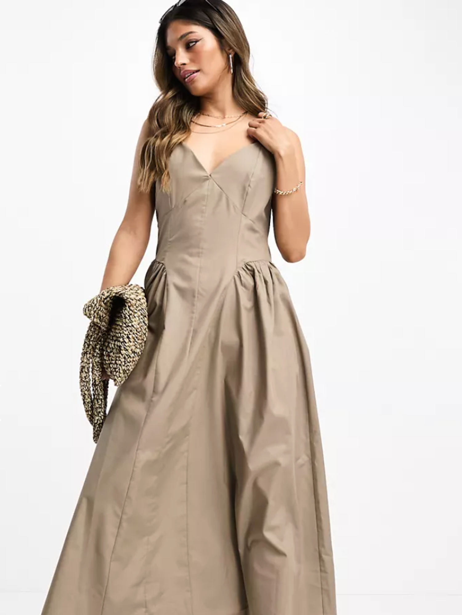 ASOS Design Cotton Drop Waist Midi Skater Dress