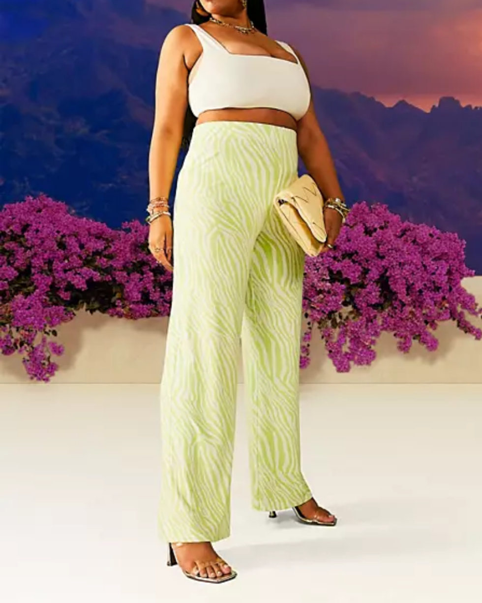 ASOS DESIGN Curve Basic Wide Leg Jersey Pants In Animal Print