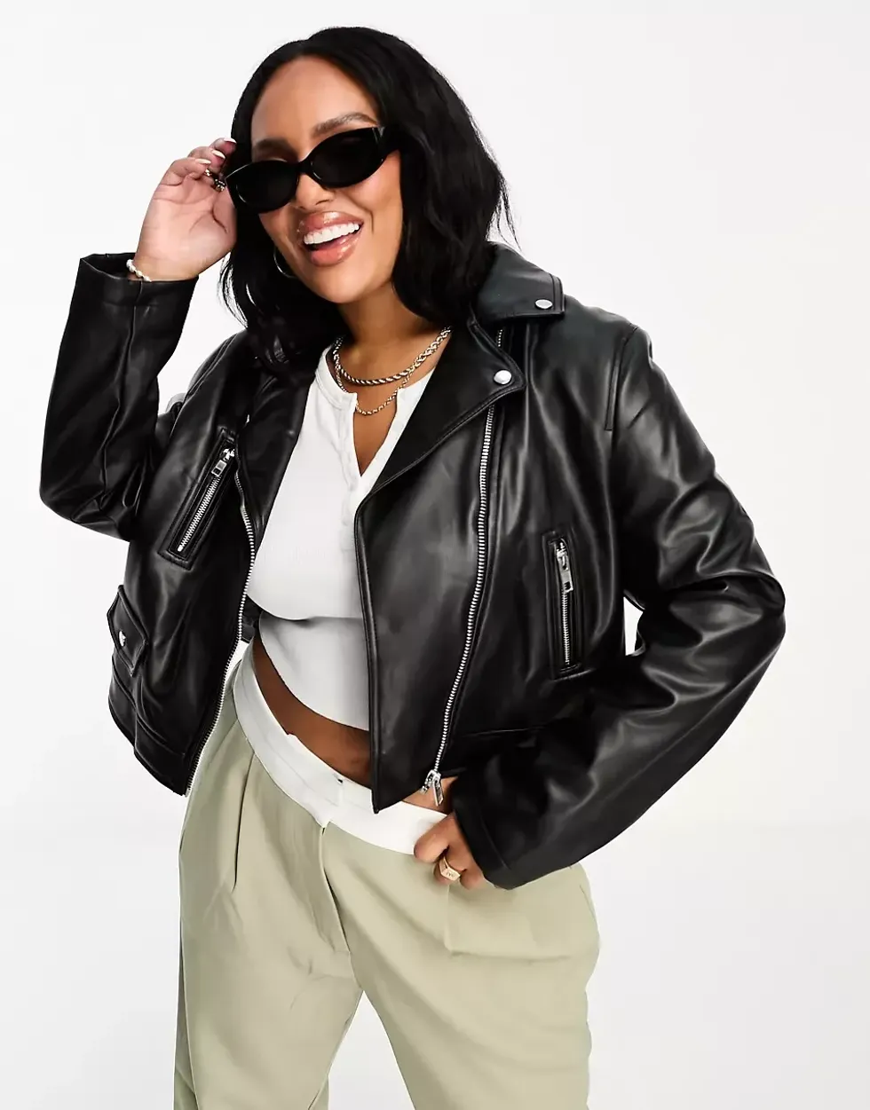 ASOS DESIGN Curve ultimate faux leather biker jacket