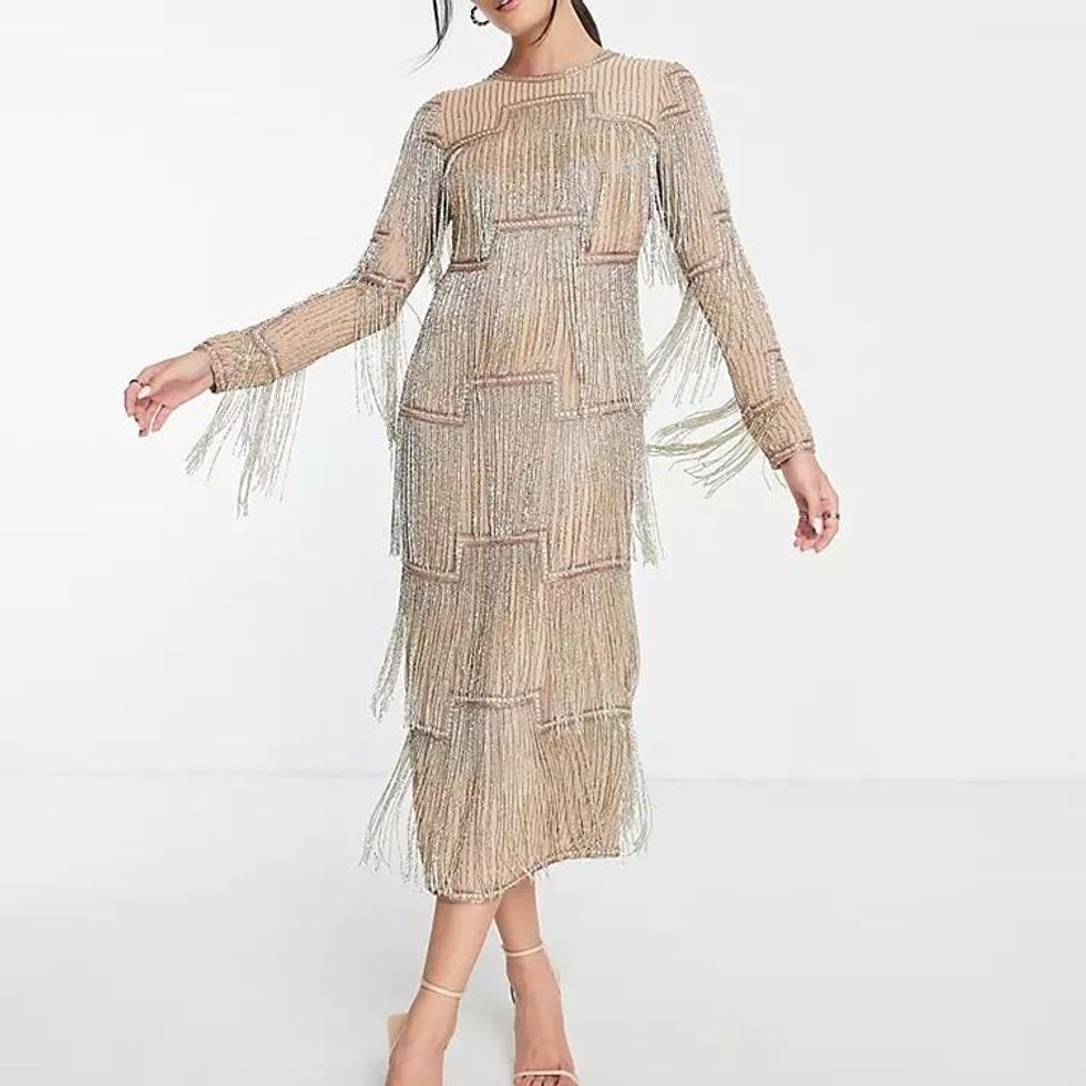 ASOS Design Embellished Long Sleeve Mini