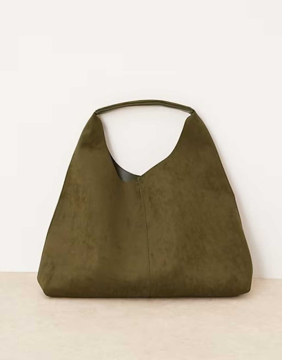 ASOS DESIGN Faux Suede Scoop Tote Bag in Khaki