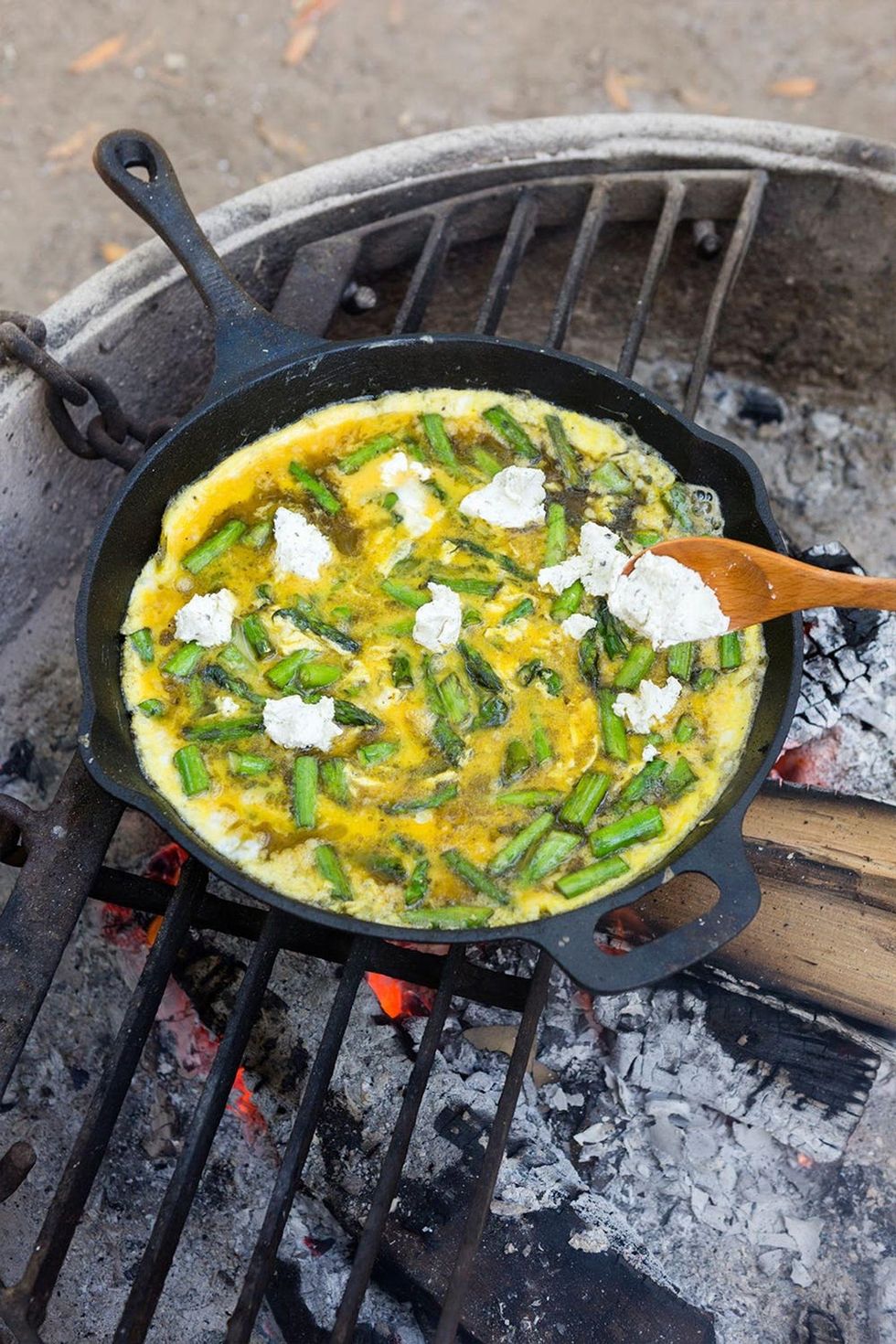 Asparagus and Goat Cheese Frittata campfire foods