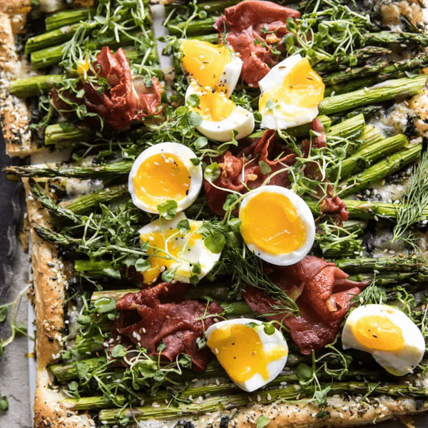 Asparagus, Egg, and Prosciutto Tart with Everything Spice