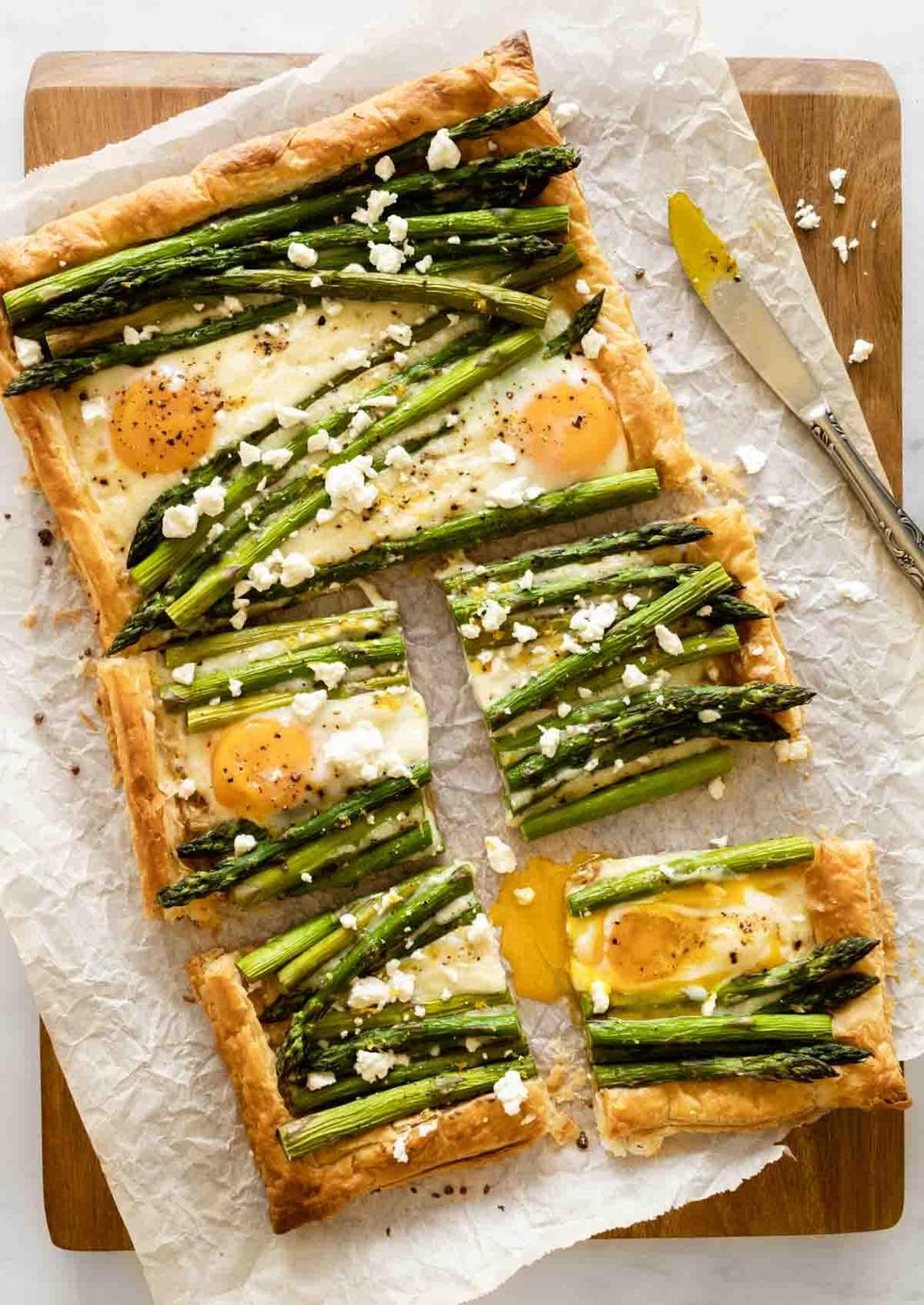 Asparagus Puff Pastry Tart With Eggs and Feta