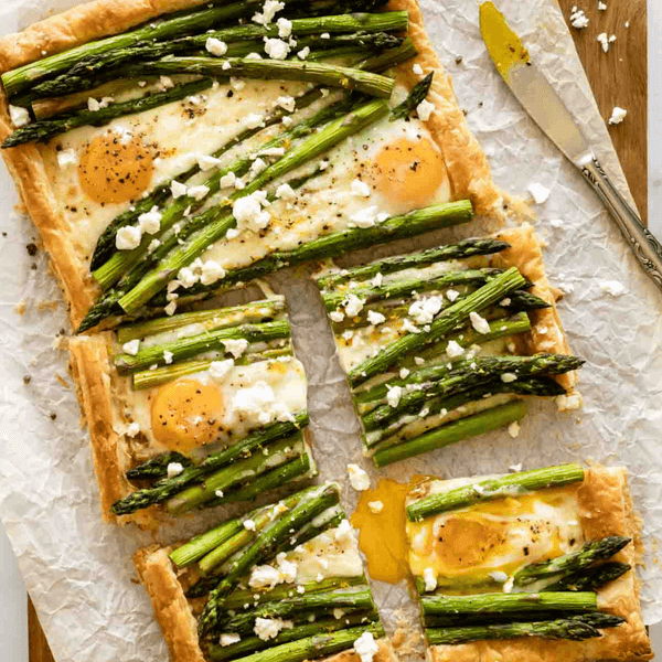 Asparagus Puff Pastry Tart With Eggs And Feta