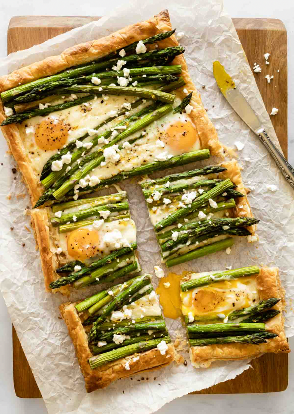 Asparagus Puff Pastry Tart With Eggs And Feta