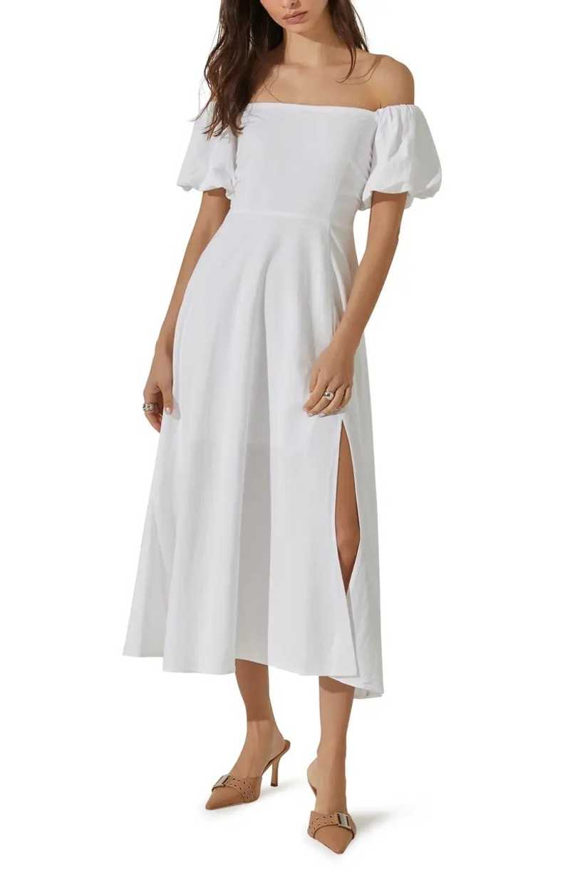 unique white dress White Satin Off-Shoulder Wedding Dress with Sleek Floor-Length Train