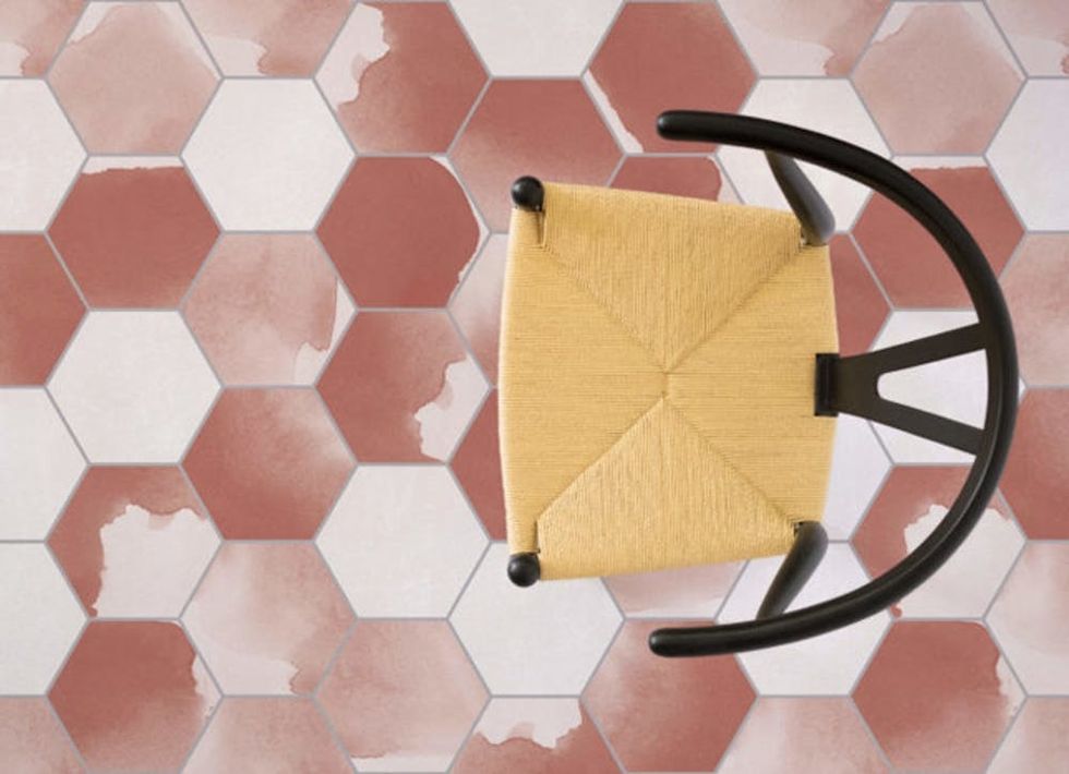 AtraFloor Watercolor Tile Effect Flooring in Coffee Orange