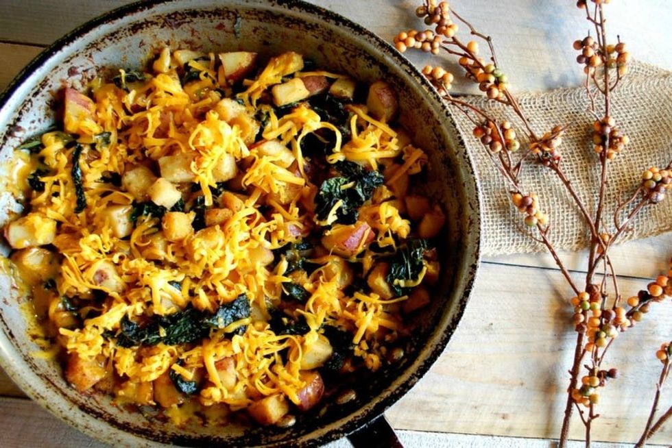 Autumn Hash With Homemade Turkey Sausage and Fried Eggs