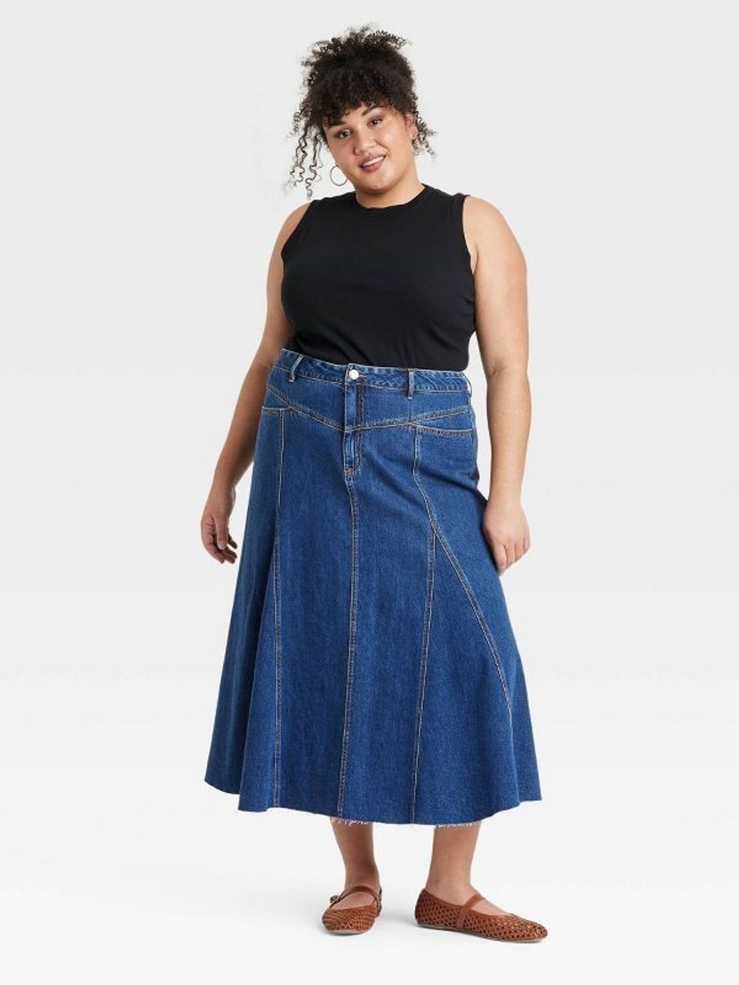 Ava & Viv Fit & Flare Maxi Jean Skirt