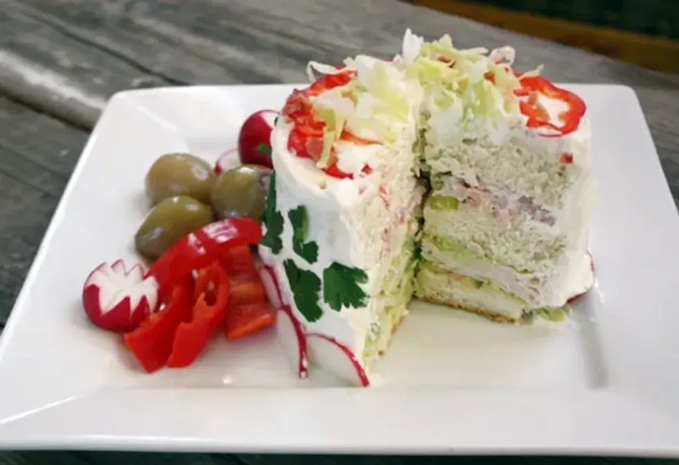 Avocado and Bacon Club Sandwich Cake