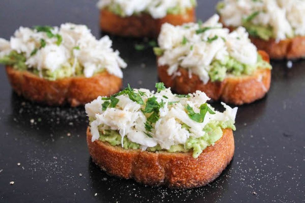 Avocado and Crab Crostini