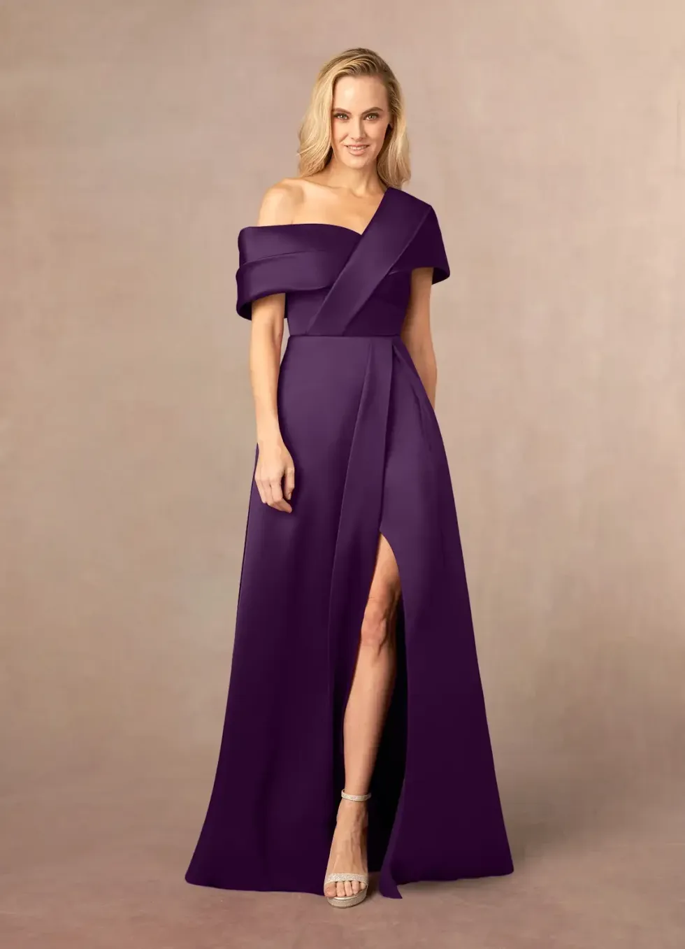 Azazie A-Line Pleated Mikado Floor-Length Dress