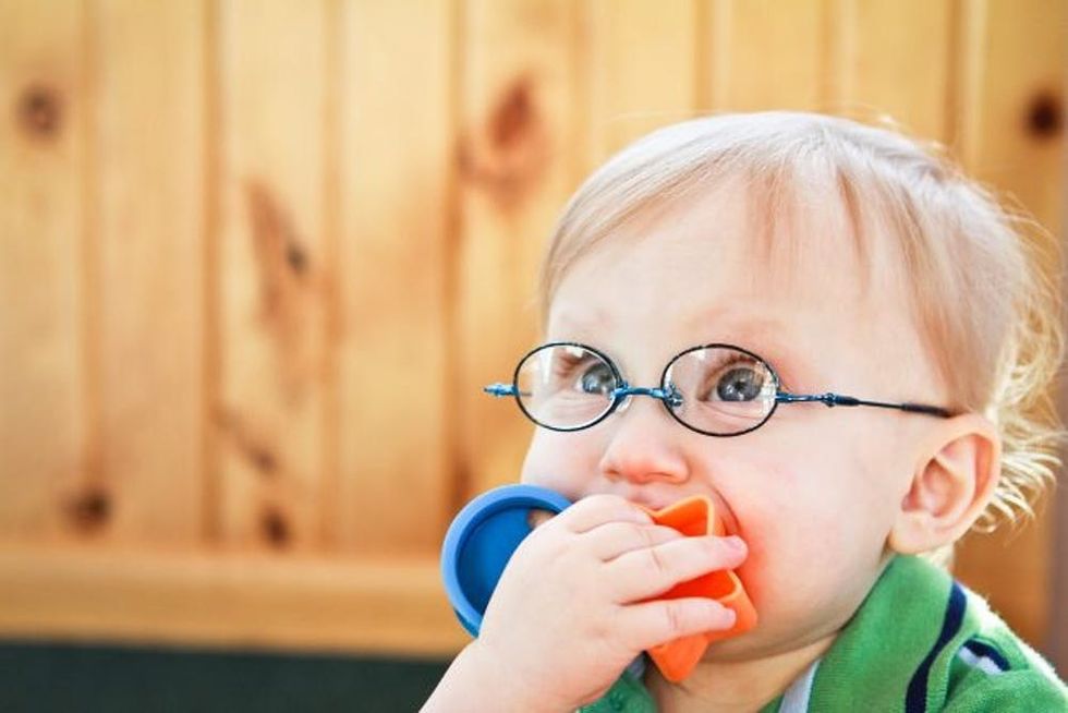 baby wearing glasses
