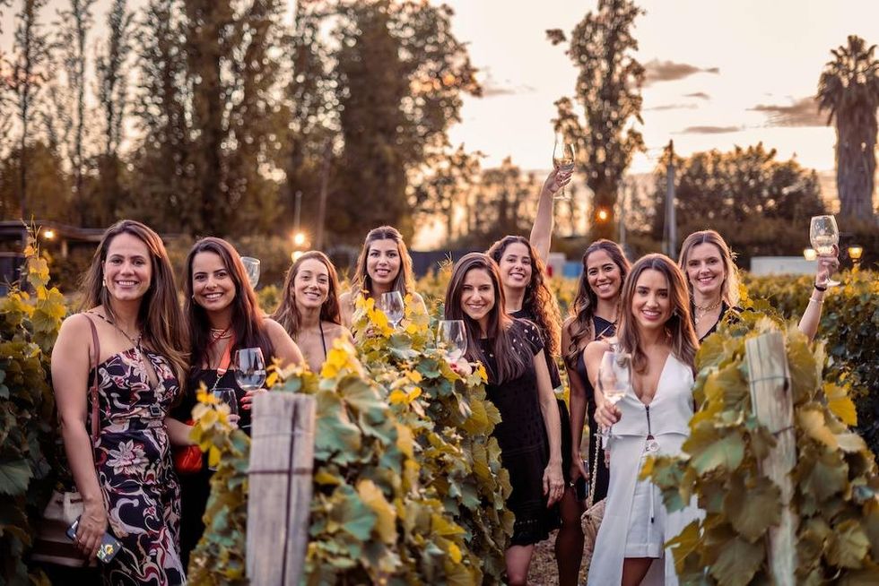 bachelorette party at a vineyard