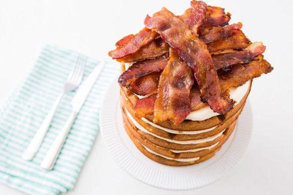 Bacon and Beer Waffle Cake