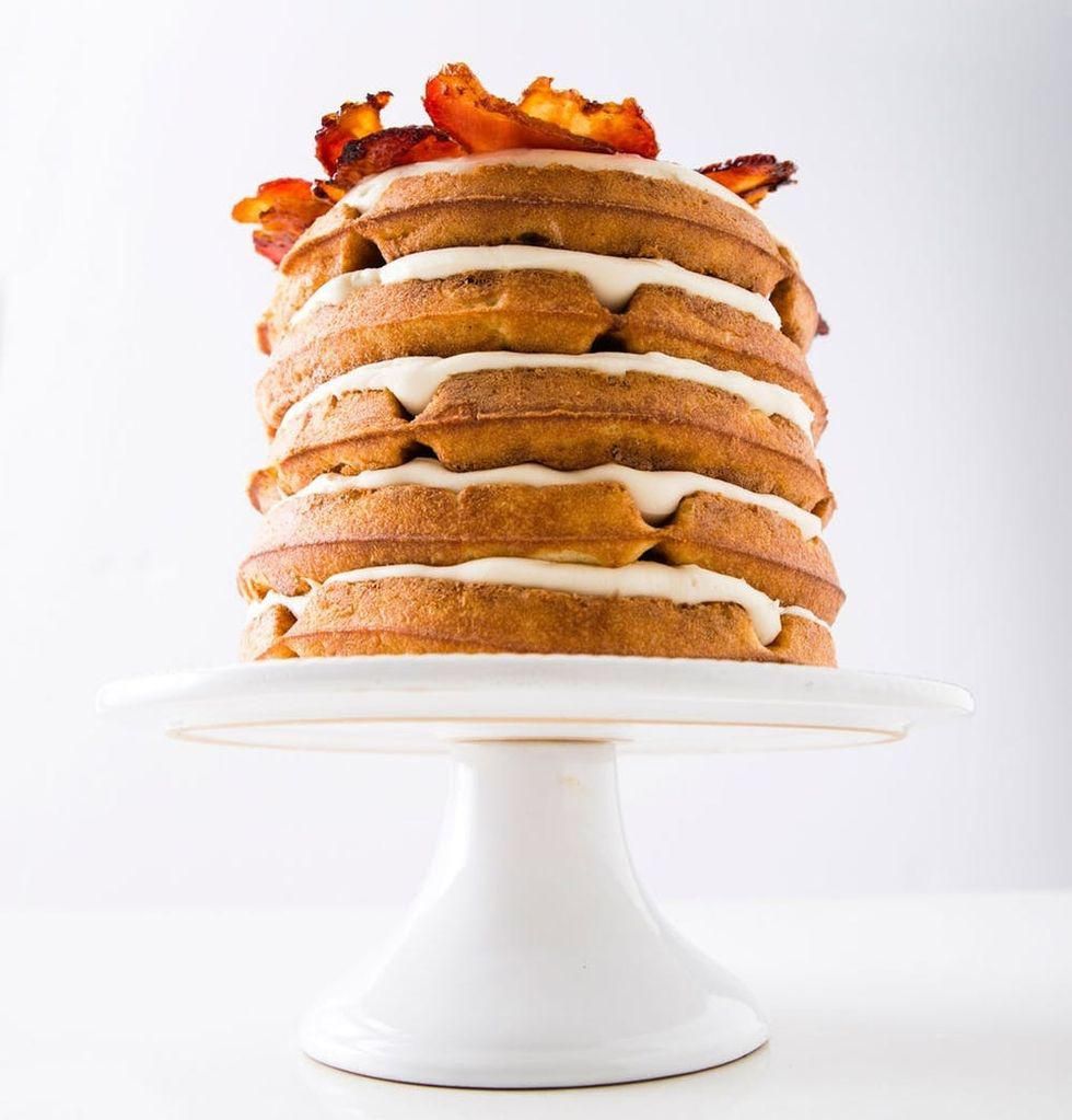 Bacon and Beer Waffle Cake
