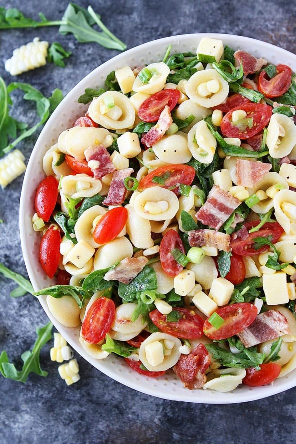 Bacon, Corn, + Tomato Pasta Salad
