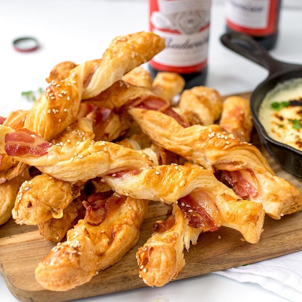 Bacon Pastry Twists with Beer Cheese Dip