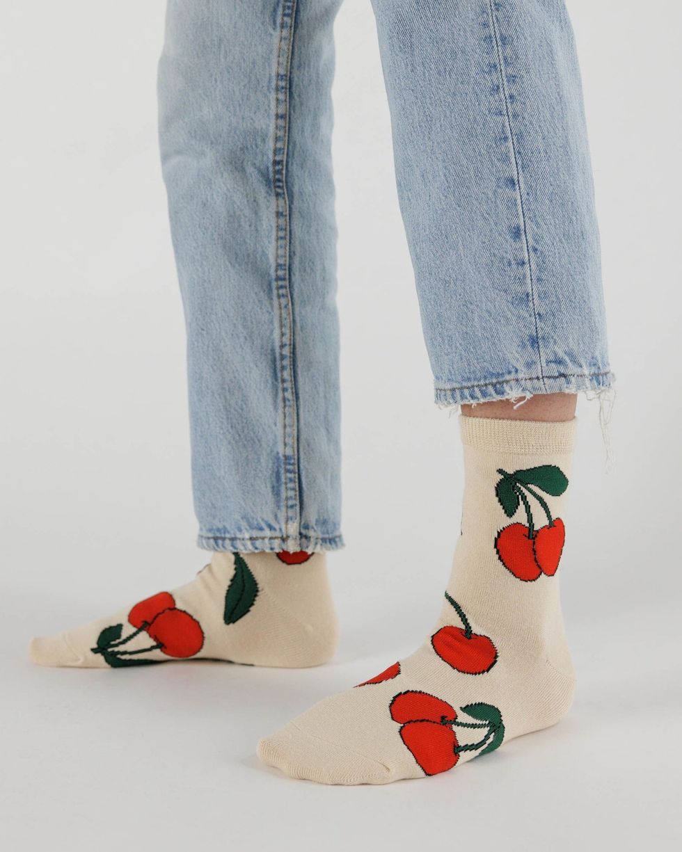 Baggu Cherry Crew Sock