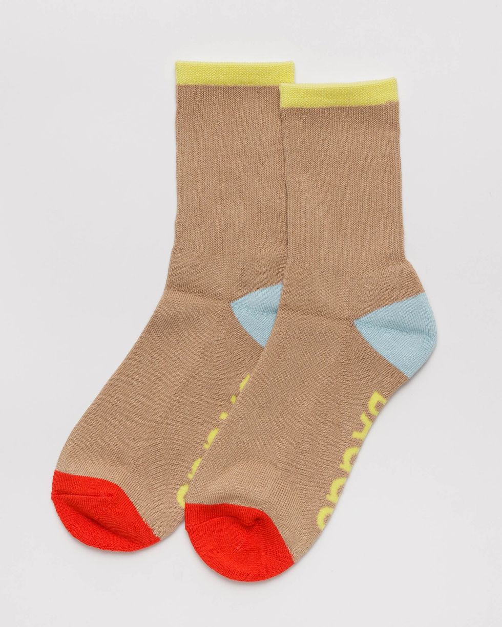 Baggu Ribbed Sock in 'Beige Mix'