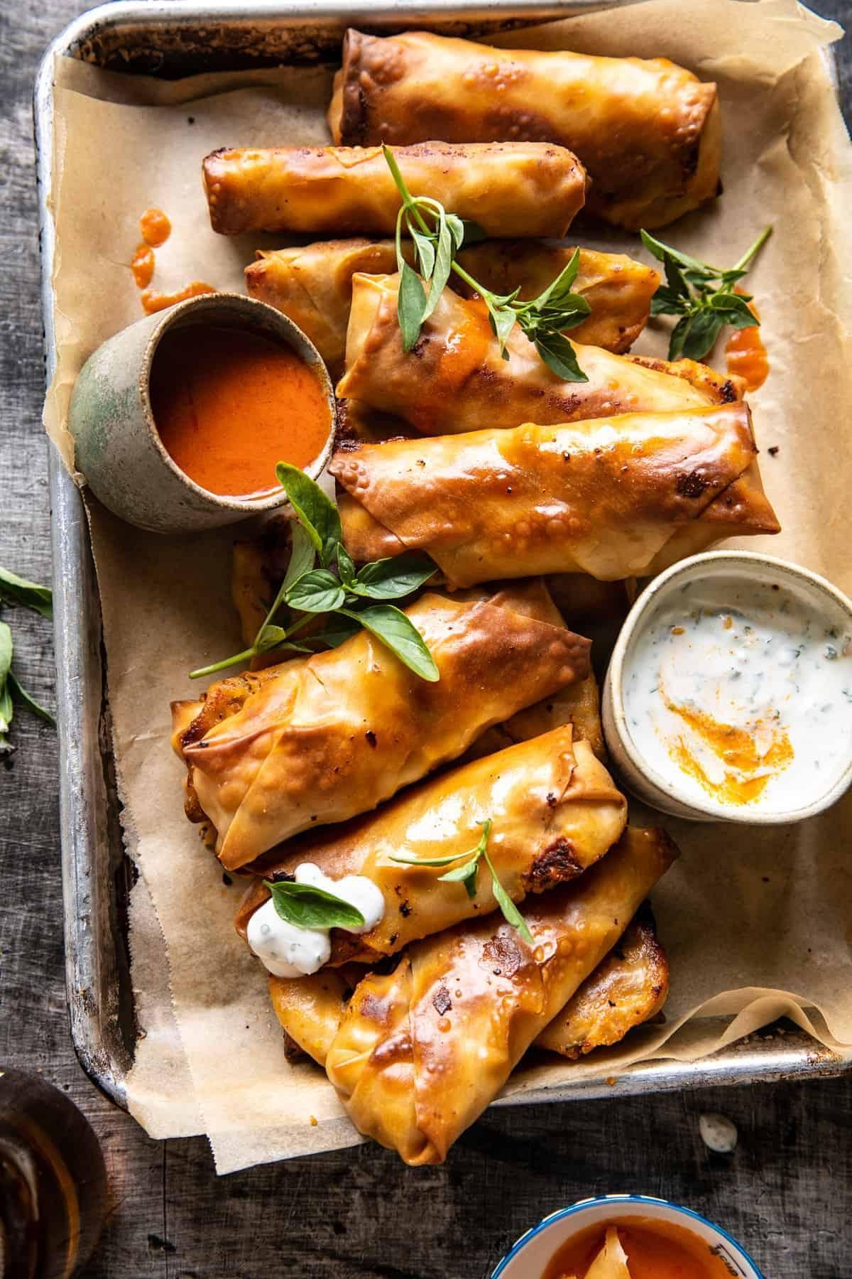 Baked Buffalo Chicken Egg Rolls