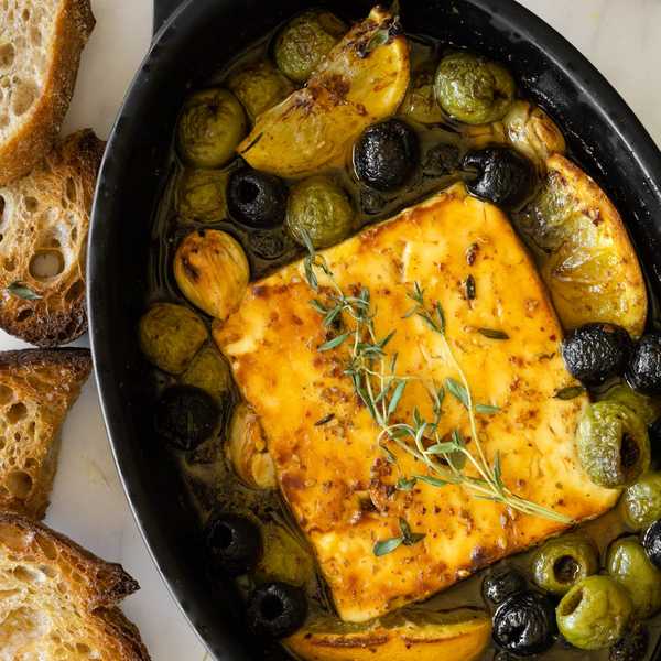 Baked Feta with Olives and Honey