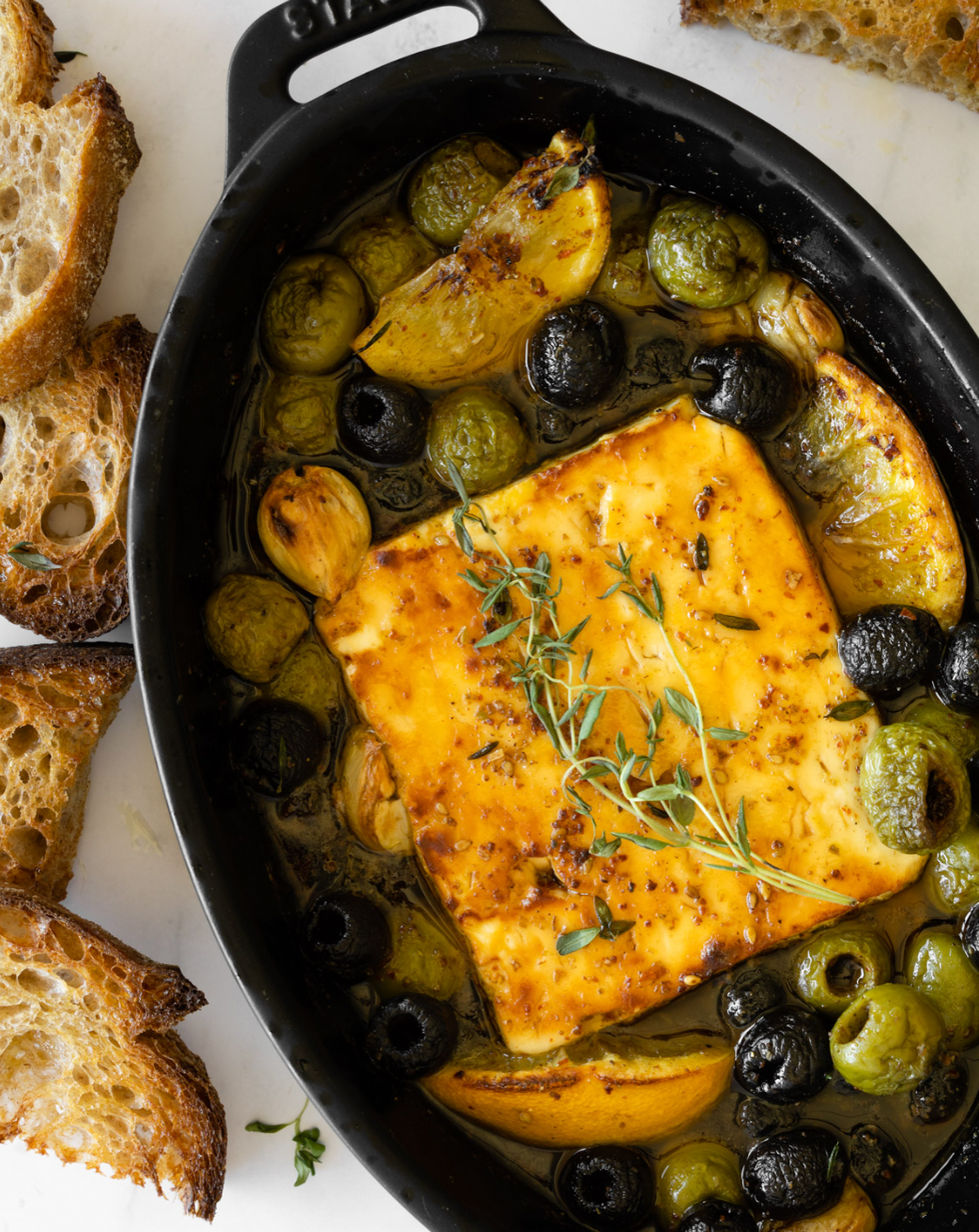 Baked Feta With Olives And Honey