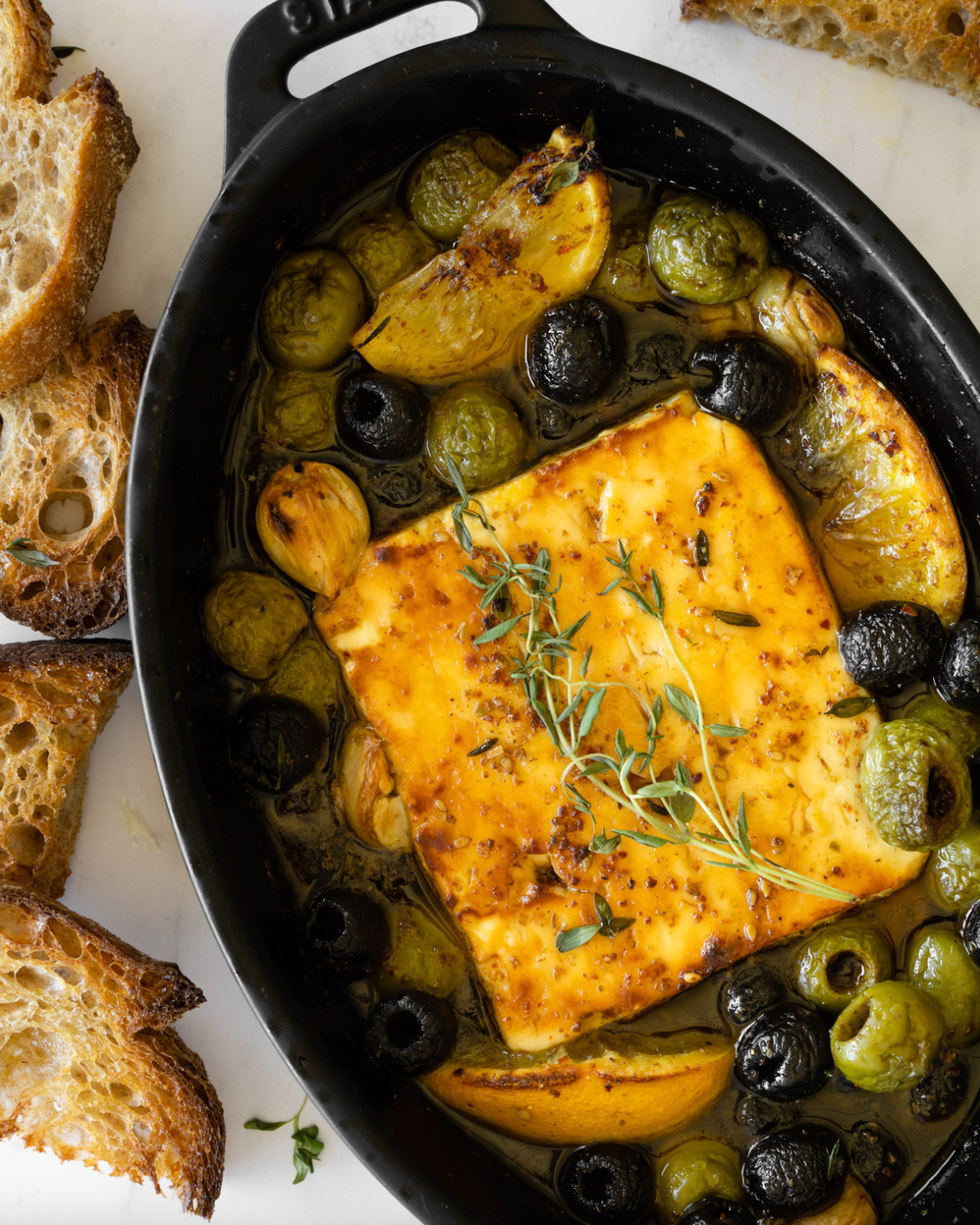 Baked Feta With Olives And Honey